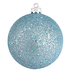 4 Inch Baby Blue Sequin Round Ornament 6 per Set