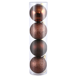 120MM Chocolate Ornament Assorted Finishes 4 per Set