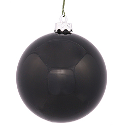 Christmastopia.com 6 Inch Black Shiny Round Shatterproof UV Christmas Ball Ornament 4 per Set