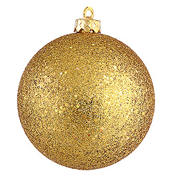 6 Inch Antique Gold Sequin Round Shatterproof UV Christmas Ball Ornament 4 per Set