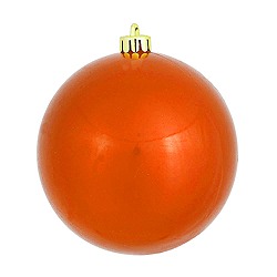 8 Inch Burnish Orange Pearl Round Ornament 3 per Set