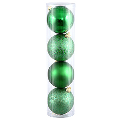 Christmastopia.com 10 Inch Green Assorted Christmas Ball Ornament - 4 per Set