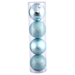10 Inch Baby Blue Assorted Christmas Ball Ornament - 4 per Set