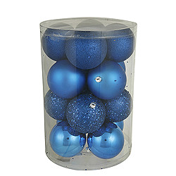 1.6 Inch Blue Assorted Finish Round Christmas Ball Ornament Set of 96