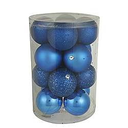 1.6 Inch Blue Assorted Finish Round Christmas Ball Ornament Set of 96