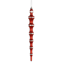 12 Inch Red Mirror Icicle Box of 4