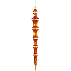 12 Inch Burnish Orange Mirror Icicle Box of 4