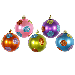 Christmastopia.com 2.4 Inch Assorted Candy Polka Dot Ornament Box of 15