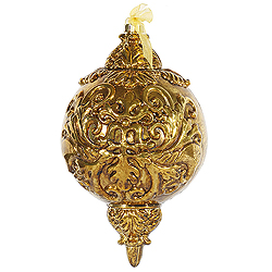 12 Inch Antique Gold Shiny Embossed Antique Finish Christmas Ball Ornament