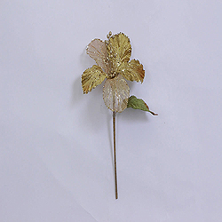 23 Inch Gold Velvet Magnolia Decorations 6 Inch Flower 2 Flower Stem