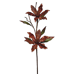 Christmastopia.com - 23 Inch Chocolate Velvet Magnolia Decorations 6 Inch Flower 2 Flower Stem