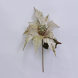 31 Inch Champagne Glitter Poinsettia Decoration 13 Inch Flower