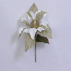 31 Inch Cream Glitter Magnolia Flower On Stem 13 Inch Flower