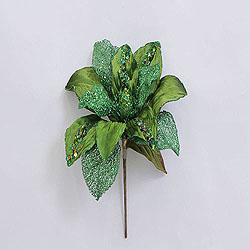 31 Inch Lime Glitter Magnolia Flower On Stem 13 Inch Flower