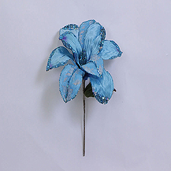 Christmastopia.com - 30 Inch Aqua Beaded Magnolia Flower Decoration 11 Inch Flower