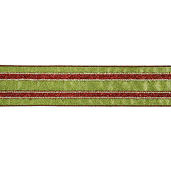 30 Foot Red And Green Striped Ribbon 2.5 Inch Width