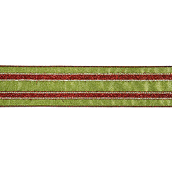 30 Foot Red And Green Striped Ribbon 2.5 Inch Width
