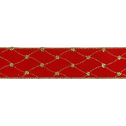 30 Foot Red Velvet Diamond Net Ribbon