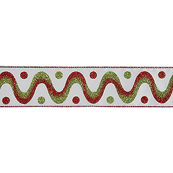 Christmastopia.com 2.5 Inch x 10 Yard White with Red Green Swirls Dots Christmas Ribbon