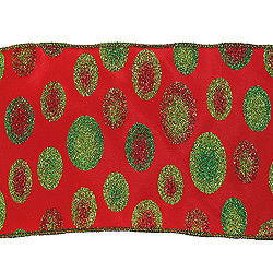 Christmastopia.com 4 Inch x 10 Yard Red with Green Dots Christmas Ribbon