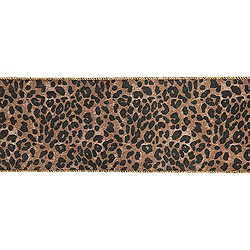 30 Foot Extra Wide Leopard Gold Back Ribbon