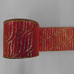 30 Foot Red And Gold Zebra Ribbon 4 Inch Width