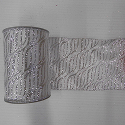 30 Foot White And Silver Zebra Ribbon 2.5 Inch Width