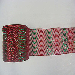 Christmastopia.com - 30 Foot Red And Green Glitter Swirl Mesh Ribbon 4 Inch Width