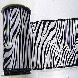 30 Foot White And Black Velvet Zebra Ribbon 2.5 Inch Width