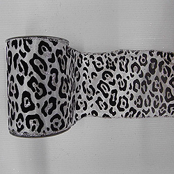 Christmastopia.com - 30 Foot White Velvet Brown Leopard Ribbon 2.5 Inch Width