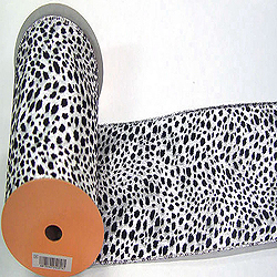 30 Foot Silver Lame Velvet Black Leapord Ribbon 6 Inch Width
