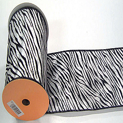 30 Foot Silver Lame Velvet Black Zebra Ribbon 25 Inch Width