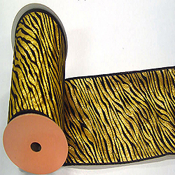 Christmastopia.com - 30 Foot Gold Lame Velvet Black Zebra Ribbon 4 Inch Width