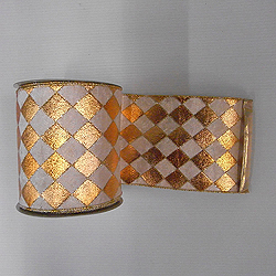 30 Foot Gold And Cream Diamond Lame Ribbon 6 Inch Width