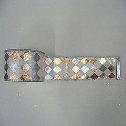 30 Foot Silver And White Diamond Lame Fabric Ribbon 6 Inch Width