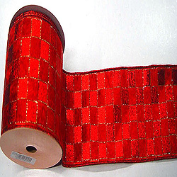Christmastopia.com - 30 Foot Red Checkered Gold Lame Ribbon 2.5 Inch Width