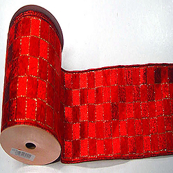30 Foot Red Check Gold Lame Ribbon 4 Inch Width