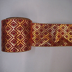 30 Foot Gold And burgundy Diamond Lame Ribbon 2.5 Inch Width