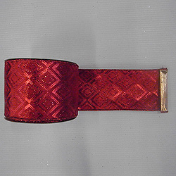 30 Foot Red Diamond Lame Ribbon 2.5 Inch Width