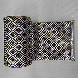 Christmastopia.com - 30 Foot Silver And Black Diamond Lame Ribbon 4 Inch Width