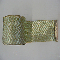 30 Foot Sage Chevron Gold Lame Ribbon 4 Inch Width