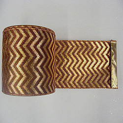 30 Foot Gold And Copper Chevron Lame Ribbon 2.5 Inch Width