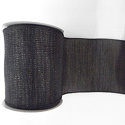 30 Foot Black Mesh Silver Ribbon 2.5 Inch Width