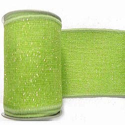 30 Foot Lime Sparkle Burlap Ribbon 2.5 Inch Width