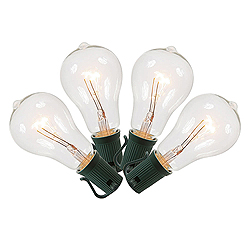 Christmastopia.com 10 PS50 Edison Clear Glass Christmas Light Set 12 Inch Spacing Green Wire