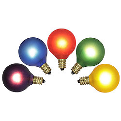 5 Incandescent G40 Multi Color Twinkle C7 Socket Replacement Bulbs