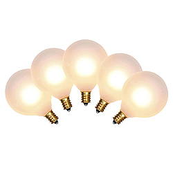 5 Incandescent G50 Globe Frosted White Retrofit C7 Socket Replacement Bulbs
