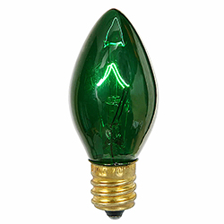 25 Incandescent C7 Green Twinkle Transparent Retrofit Night Light Replacement Bulbs