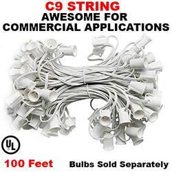 100 Foot C9 Light Spool White Wire 12 Inch Spacing