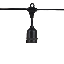 48 Foot S14 Patio Light String With Suspensors 24 Inch Spacing Black Wire
